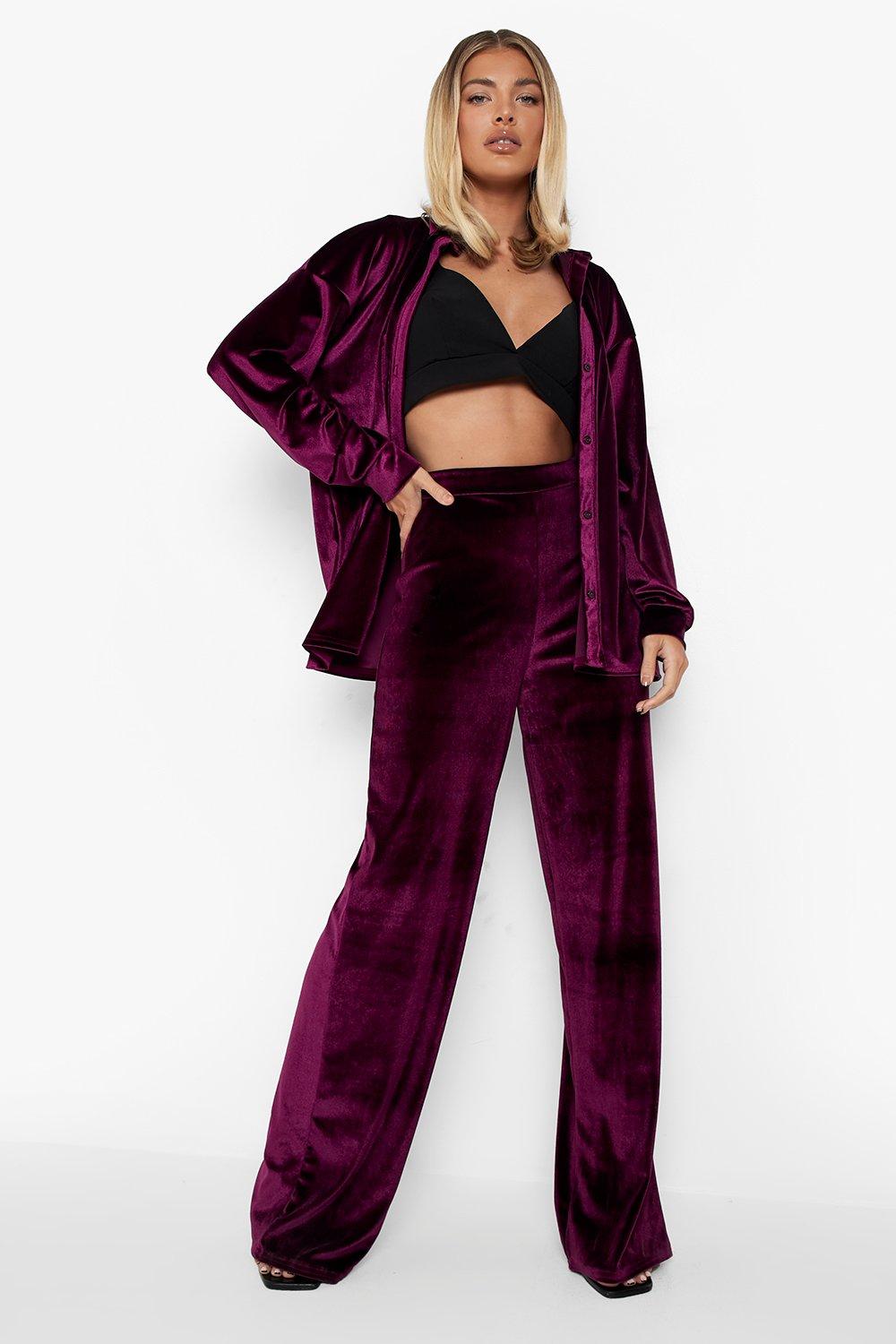 Velvet Wide Leg Trousers boohoo FI